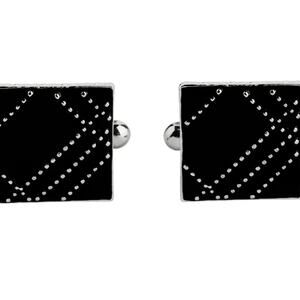 Black Enamel Silver Cufflinks